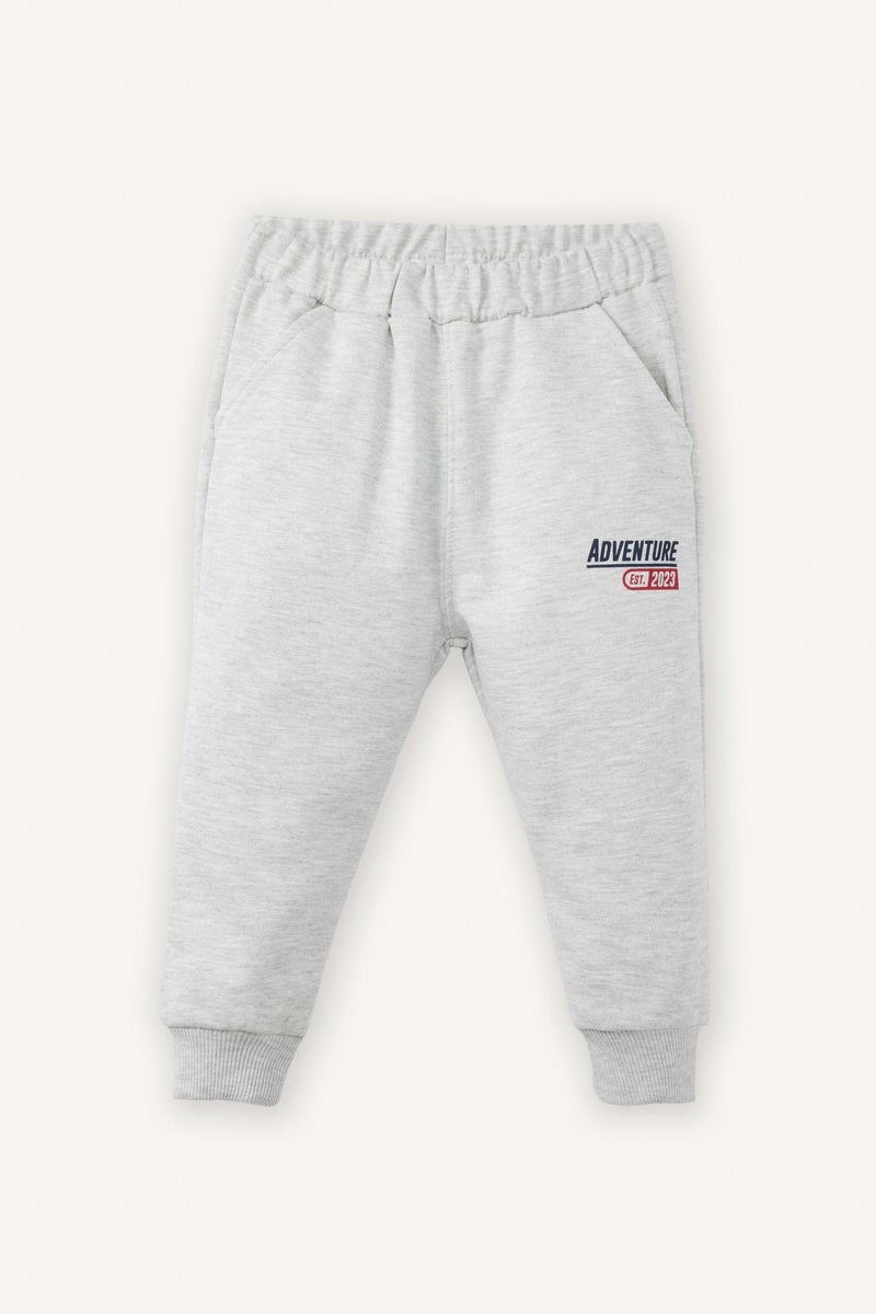 DeFacto Grey BabyBoy Baby Boy Slogan Print Sweatshirt Fabric 2 Piece Set Casual - Image 4